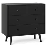 Wide Wooden Dresser with 4 Drawers for Bedroom Living Room