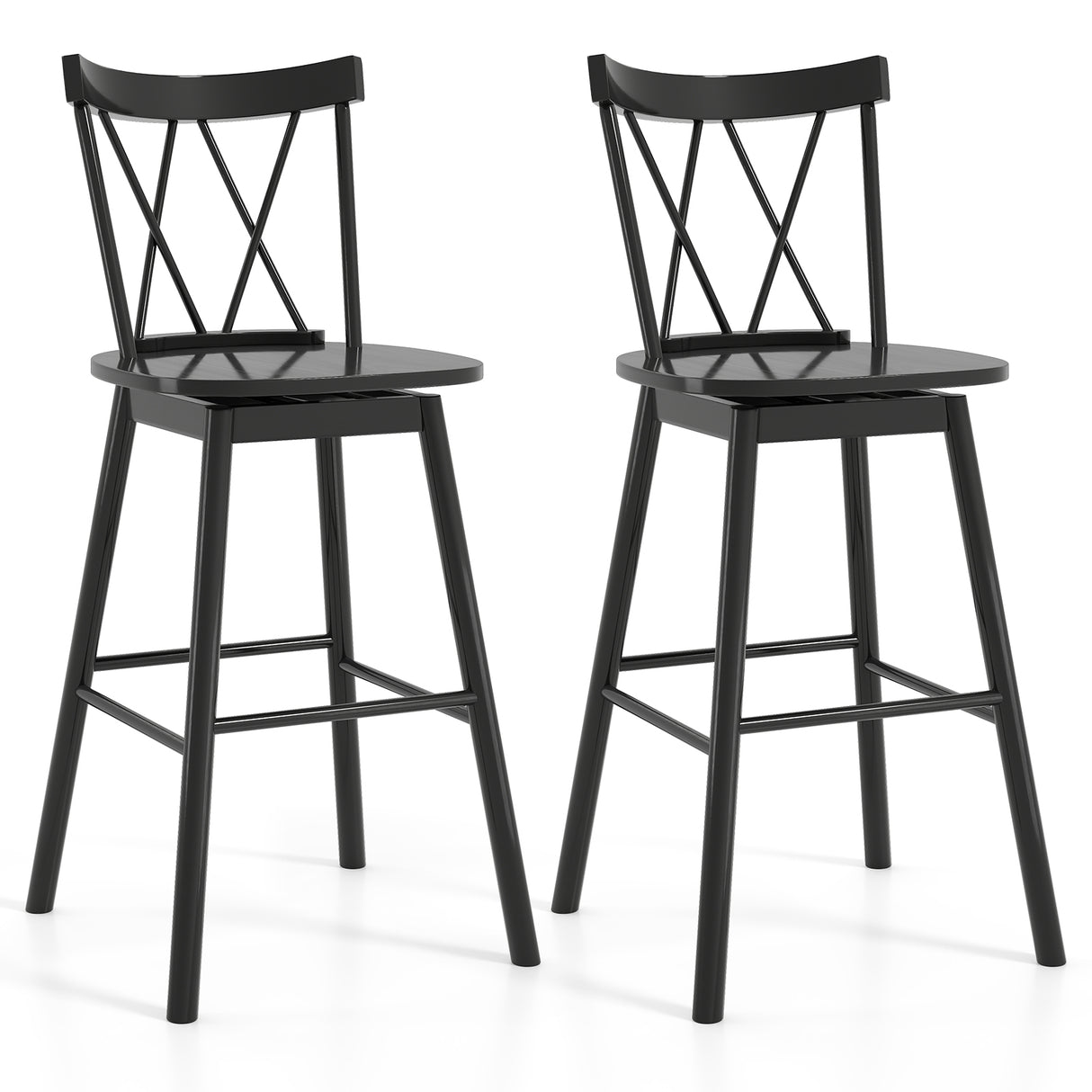 Set of 2 Windsor Bar Stool with Ergonomic Backrest and Footrests