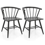 Windsor Dining Chair Set of 2 Mid-Century Modern Black Kitchen Chairs-Black