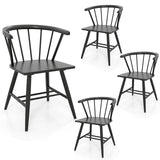 Windsor Dining Chair Set of 4 Mid-Century Modern Black Kitchen Chairs-Black