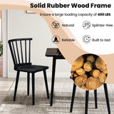 Windsor Dining Chairs Set of 2 Rubber Wood Kitchen Chairs with Spindle Back-Black