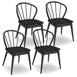 Windsor Dining Chairs Set of 4 with Spindle Backrest-Black