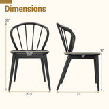 Windsor Dining Chairs Set of 4 with Spindle Backrest-Black