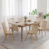 Windsor Dining Chairs Set of 2 Mid Century Rubber Wood Kitchen Chairs with Swivel Seat