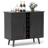 2-Door Buffet Sideboard with 6-Bottle Wine Rack Drawer