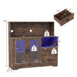 Wine Bar Cabinet with LED Lights and Charging Station-Rustic Brown