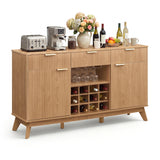 Wine Bar Cabinet with Adjustable Shelves and 2 Doors 3 Glass Holders for Kitchen