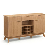 Wine Bar Cabinet with Adjustable Shelves and 2 Doors 3 Glass Holders for Kitchen