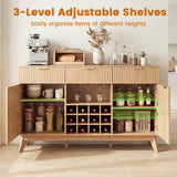 Wine Bar Cabinet with Adjustable Shelves and 2 Doors 3 Glass Holders for Kitchen
