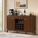Wine Bar Cabinet with Adjustable Shelves and 2 Doors 3 Glass Holders for Kitchen