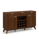 Wine Bar Cabinet with Adjustable Shelves and 2 Doors 3 Glass Holders for Kitchen