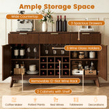 Wine Bar Cabinet with Adjustable Shelves and 2 Doors 3 Glass Holders for Kitchen