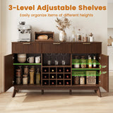 Wine Bar Cabinet with Adjustable Shelves and 2 Doors 3 Glass Holders for Kitchen