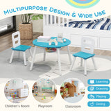 Wood Activity Kids Table and Chair Set with Center Mesh Storage