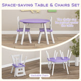 Wood Activity Kids Table and Chair Set with Center Mesh Storage