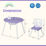 Wood Activity Kids Table and Chair Set with Center Mesh Storage