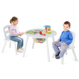 Wood Activity Kids Table and Chair Set with Center Mesh Storage