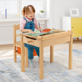 Wood Activity Kids Table and Chair Set with Storage Space