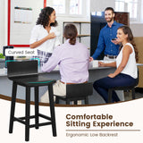 Wood Bar Stools Set of 2 with Solid Back and Seat
