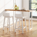 Wood Bar Stools Set of 2 with Solid Back and Seat