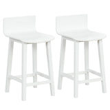Wood Bar Stools Set of 2 with Solid Back and Seat