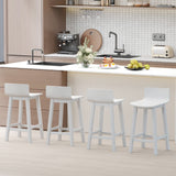 Wood Bar Stools Set of 2 with Solid Back and Seat
