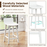 Wood Bar Stools Set of 2 with Solid Back and Seat