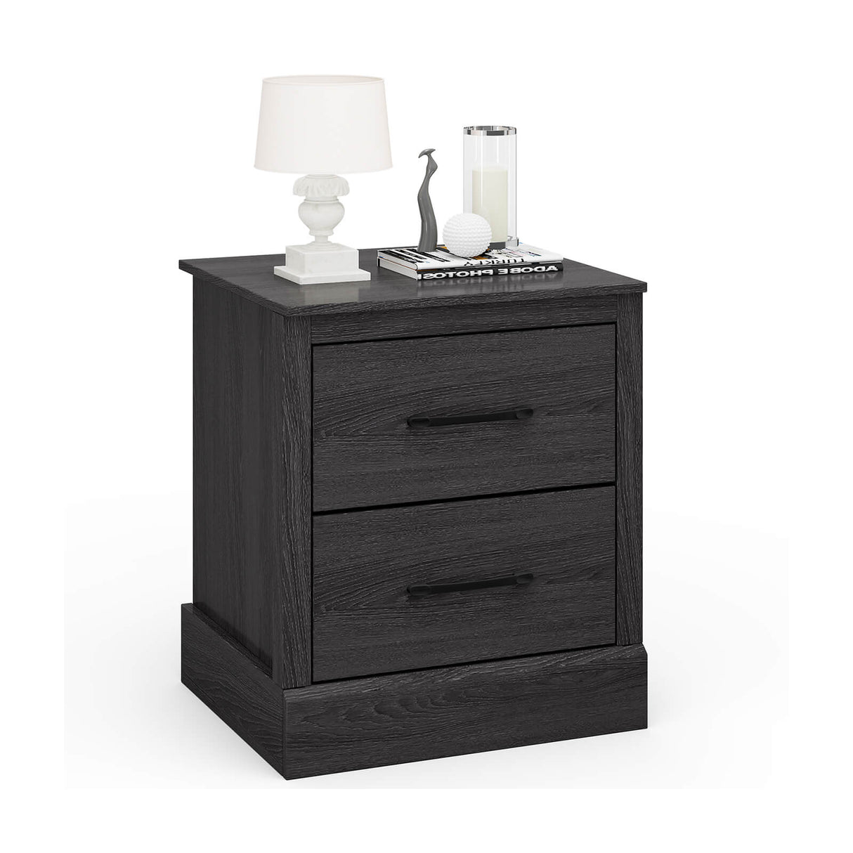 Wood Compact Floor Nightstand with Storage Drawers