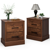 Wood Compact Floor Nightstand with Storage Drawers