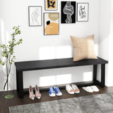 Wood Dining Bench with Metal Frame and Adjustable Footpads