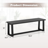 Wood Dining Bench with Metal Frame and Adjustable Footpads