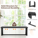 Wood Dining Bench with Metal Frame and Adjustable Footpads