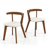 Wood Dining Chair Set of 2 with Padded Seat and Curved Back-Walnut