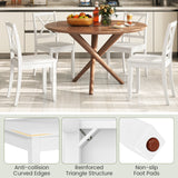 Wood Dining Chair Set of 2 with Rubber Wood Legs and Curved Backrest-White