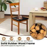 Wood Dining Chairs Set of 4 with Rubber Wood Frame
