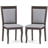 Wood Dining Chairs Set of 2 with Rubber Wood Frame and Padded Seat-Brown