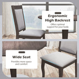 Wood Dining Chairs Set of 2 with Rubber Wood Frame and Padded Seat-Brown