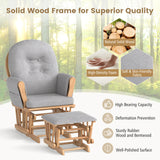 Wood Glider and Ottoman Set with Padded Armrests and Detachable Cushion