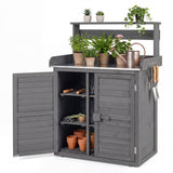 Wood Plant Workstation with Stainless Steel Tabletop and Removable Shelves