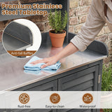 Wood Plant Workstation with Stainless Steel Tabletop and Removable Shelves