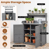 Wood Plant Workstation with Stainless Steel Tabletop and Removable Shelves