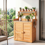 Wood Plant Workstation with Stainless Steel Tabletop and Removable Shelves