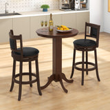 Wood Pub Round Dining Table with Pedestal Base