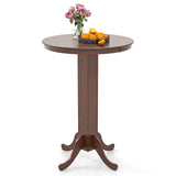 Wood Pub Round Dining Table with Pedestal Base