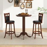Wood Pub Round Dining Table with Pedestal Base