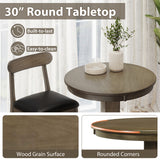 Wood Pub Round Dining Table with Pedestal Base