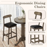 Wood Pub Round Dining Table with Pedestal Base