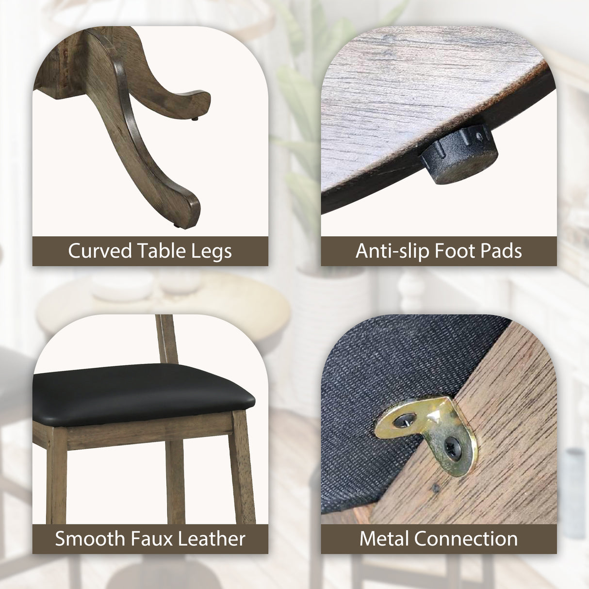 Wood Pub Round Dining Table with Pedestal Base