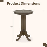 Wood Pub Round Dining Table with Pedestal Base