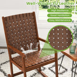 Patio Wood Rocking Chair with PU Seat and Rubber Wood Frame-Brown